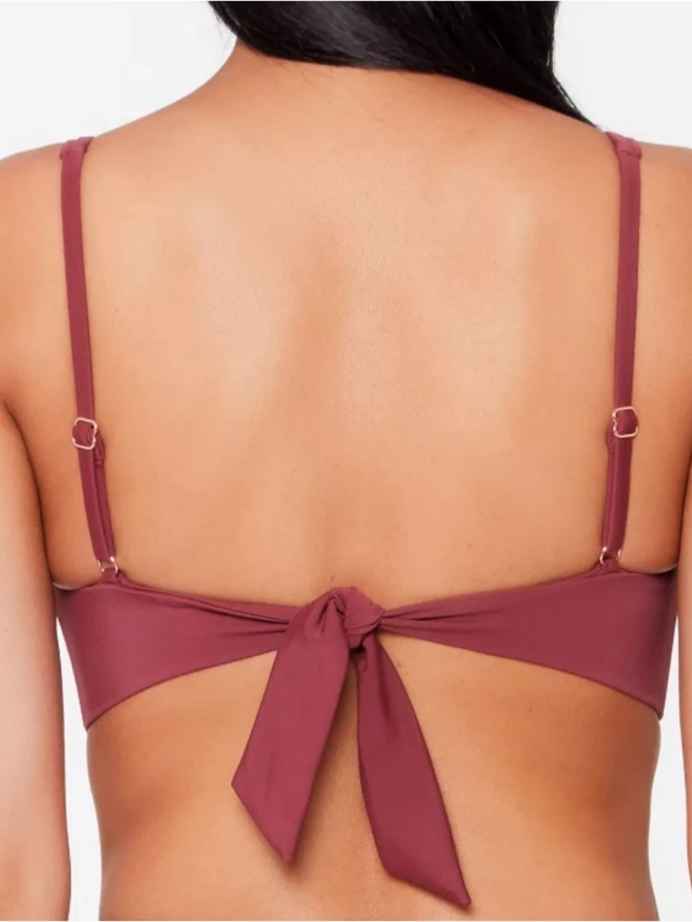 Bar III‎ V-Wire Bikini Top Women XL Red Velvet Notch Neck Cutout Adjustable Swim - Picture 2 of 7